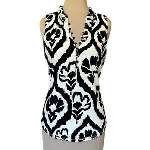 White House Black Market Women's Sleeveless Top Black and White Floral,  Size S